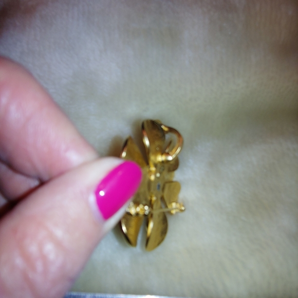 Vintage Gold-tone & Crystal Double Petal Flower Brooch/Clip-on Pendant 2" - Picture 9 of 9